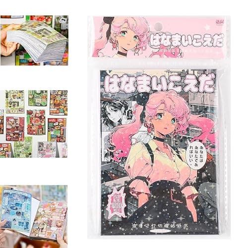 Japanese Manga Style Sticker Book,45 Sheets Comic Books Style Material Decoration Kawaii Stickers - 800+ Designs in 1 Book for DIY Scrapbooking Journaling Handbook Decoration (C) - Image 1