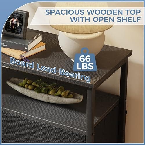 DUMOS 8 Drawers Fabric Dresser for Bedroom, Tall 8-Drawer Chest of Drawers with Raised Shelf, Storage Tower with Fabric Bins for Closet Organization, Hallway Storage, Ink thumbnail 4