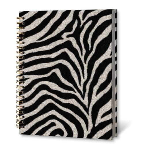 KTYHD Black White Zebra Stripe Notebook 5.5x8.3in, Zebra Spiral Journal | Black White Zebra Stripe Hardcover Spiral Notebook for Writing, Cute Animal Print Journal for Women School Supplies - Image 1