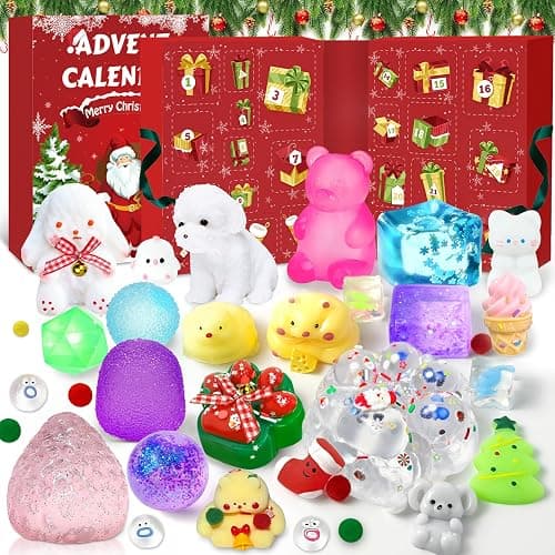 Advent Calendar 2026, 24 Days of Christmas Countdown Calendar | Including 24 Kawaii Squishies Toys, Surprises Sensory Fidget Toys for Kids & Adult, Christmas Party Favors Squeeze Gift - Image 1