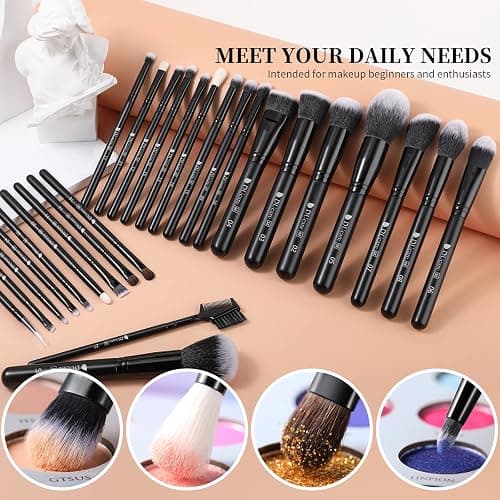 DUcare Professional Makeup Brushes Set 27Pcs Makeup Brush Set Premium Synthetic Kabuki Foundation Blending Face Powder Blush Concealers Eye Shadows Brushes thumbnail 6