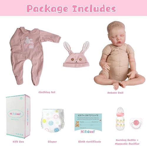 Milidool Lifelike Reborn Baby Dolls- 18-Inch Realistic Poseable Newborn Baby Girl Dolls,Soft Cloth Body Real Life Baby Doll with Gift Box for Kids Age 3 + thumbnail 5