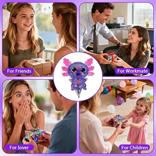 Axolotl Squishy Stress Ball, Soft TPR Slow Rising Squeeze Toy, Cute Axolotl Fidget Toy for Stress Relief, Anxiety Calming Sensory Toy for Kids Adults(Purple BigEars Axolotl) thumbnail 7