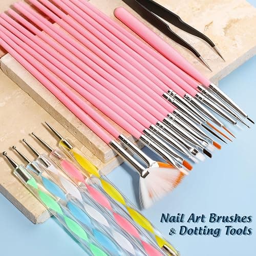 FANDAMEI Nail Art Brushes Set, Nail Art Kit, Nail Design Kit, Nail Art Dotting Pens, Nail Stickers, Butterfly Nail Art Sequins, Nail Foils, Nail Art Flakes Iridescent, Rhinestones For Nails thumbnail 3