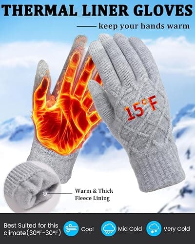 REACH STAR 2 Pairs Winter gloves for women Touch screen Elastic Thermal knit Lining Warm Gloves for Cold weather thumbnail 3