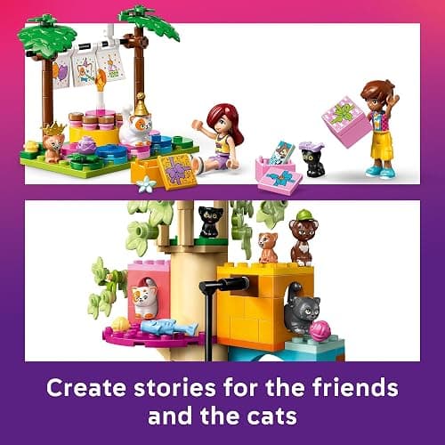 LEGO Friends Cat Birthday Party & Tree House Building Toy - Pretend Play Building Blocks W/Cat Toys & 2 Minidolls - Creative Storytelling Kids Toy for Girls and Boys, 9+ - Birthday Gift Idea- 42666 thumbnail 4