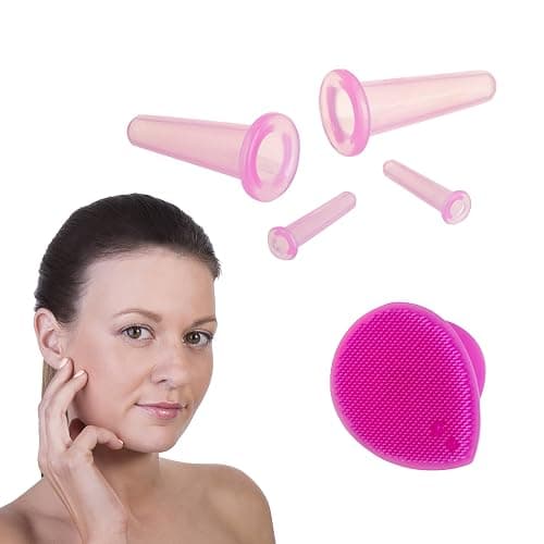 Cupping Therapy Sets - Face Cupping Set - Double Chin Reducer - Facial Cupping System - Silicone Massage Cups - Cupping for Cellulite Kit - Ideal to Shape Your Cheeks and Chin - by Sandine (Pink) thumbnail 5