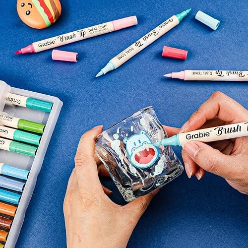 Grabie 72 Colors Acrylic Paint Markers, Soft Brush Tip Acrylic Markers Set, Water Based Acrylic Markers for Wood, Fabric, Canvas, Glass, Stone, Rock Painting and DIY Crafts Art Supplies, Set of 36 thumbnail 2