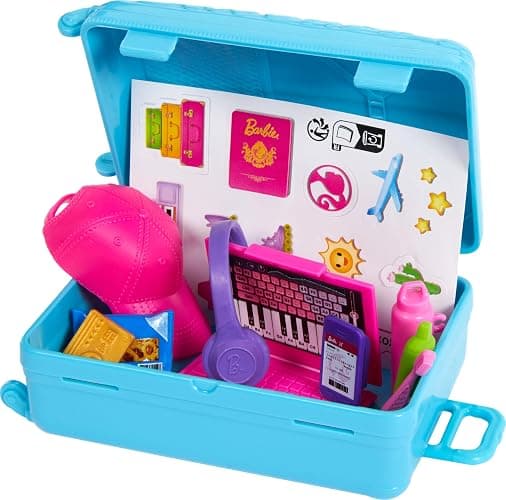 Barbie Skipper Doll & 10 Accessories, Travel Set with Working Luggage, Sticker Sheet, Laptop, Headphones & More thumbnail 4