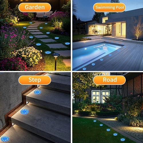 FocuSolar Ground Lights 8 Pack, IP68 Waterproof Solar Disc Lights for Outdoor, Flat Garden Light, In-Ground Light, Landscape Lighting for Pathway, Walkway, and Yard-8 Pcs (Blue) thumbnail 6