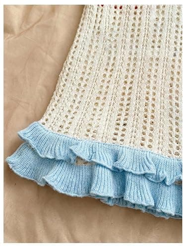 Floerns Women's Starfish Tie Shoulder Sweater Dress Layered Ruffle Beach Mini Dresses thumbnail 4