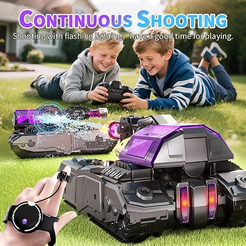 TOPMVP 2.4GHZ Remote Control Car Tank,RC Drift Tank with High Power Continuous Shooting Water,Large Water Storage & Lighting,Outdoor RC Gesture Stunt Car with Water Gun for Boys Birthday Ages 8-12. thumbnail 6
