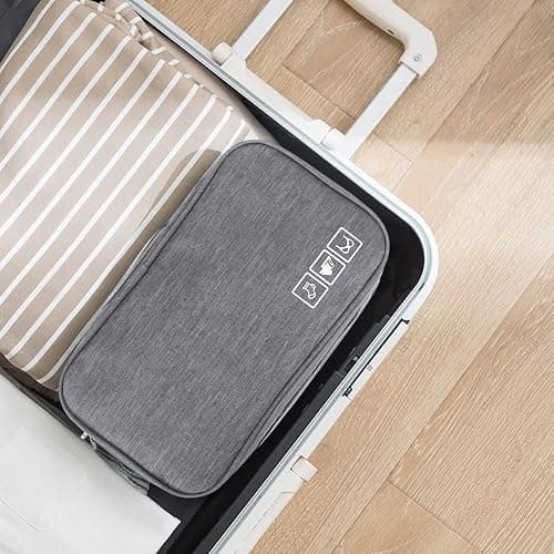 Unaone Travel Underwear Organizer - Portable Bra Travel Packing Storage Bag Large Compartment Underwear and Sock Organizer Bag, Grey thumbnail 7