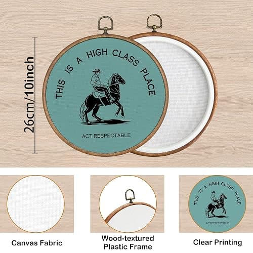 KSDUT Western Cowboy Agate Green Wall Art Decor - Preppy Trendy Southwestern Wall Art Canvas Frame Hanging Prints, Foyer Entryway Modern Round Wall Decor for Home Dorm Decorations 10"x10" thumbnail 7