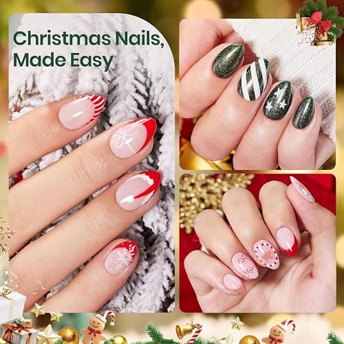 Beetles Gel Nail Kit Flat-X, Almond Short, 320pcs 16 Sizes, with 15g Hands-free Solid Nail Glue Gel, Mini Lamp, Christmas Limited Set, Pre-Etched Half Matte Nail Extension Set for Home DIY thumbnail 2