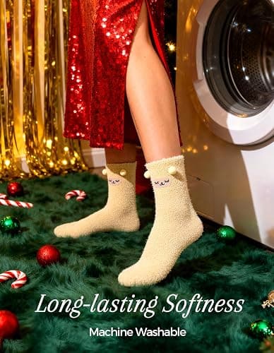 Fluffy Fuzzy Plush Sleeping Slipper Socks thumbnail 3