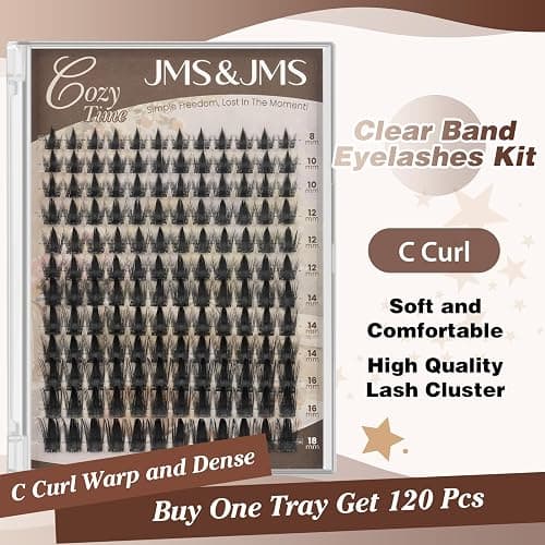 JMS&JMS Anime Lash Clusters Manga Lash Extension C Curl Invisible Band Spiky Eyelash Clusters for Beginner (Fairy Pro-8-18Mix) thumbnail 2