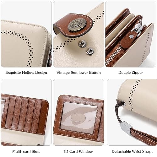 BOSTANTEN Leather Wallet for Women RFID Blocking Zip Around Credit Cards Holder Phone Clutch thumbnail 5