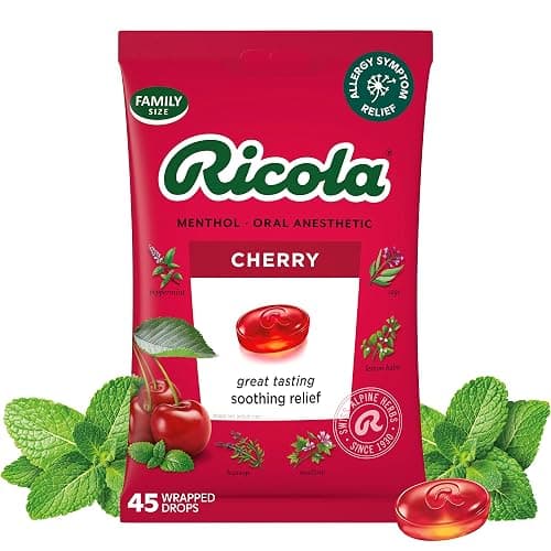 Ricola Cherry Herbal Throat Drops - 45 Count | Made with Swiss Alpine Herbs and Low Menthol for Everyday Voice Care - Herbal Throat Lozenges - Image 1