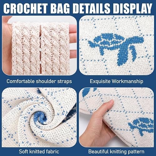 hatisan Crochet Bags for Women - Summer Beach Tote, Aesthetic Hippie Knit Bag thumbnail 6