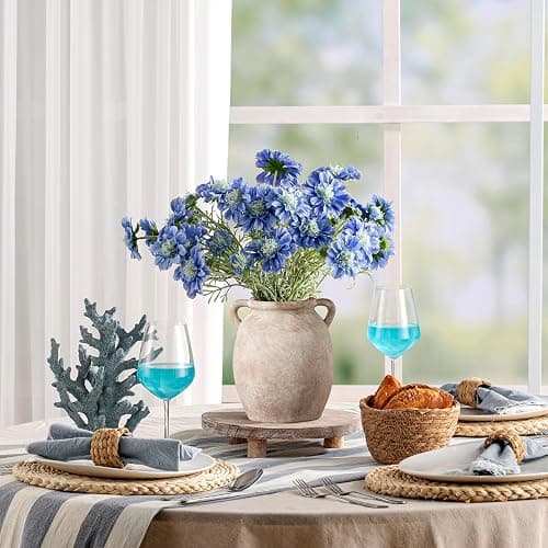 Dobbyby Ceramic Flower Vase 7.6 inch Farmhouse Rustic Vase Decorative Pottery Terracotta Vases for Home Decor Table Mantle Fireplace Living Room Bathroom Wedding Centerpiece (Whitewashed) thumbnail 6