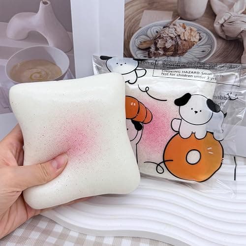 Bread Butter Squishy,Slow Rising Squishy，Stocking Stuffers,Stress Balls，Stress Relief & Fidget Toys for ADHD，Party Favor Gift (White) thumbnail 2