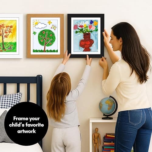 Americanflat Kids Artwork Frame Changeable (Black) - Magnetic Door Holds 100 Art Pieces - 8.5x11 Letter Size Display with Mat or 10x12.5 Without Mat - My Mini Masterpiece thumbnail 3