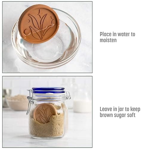 Goodful Brown Sugar Saver and Softener Disc with Elegant Leaf Design, Multiple Uses for Food Storage Containers, Reusable and Food Safe, Terracotta, 2 Pack thumbnail 4