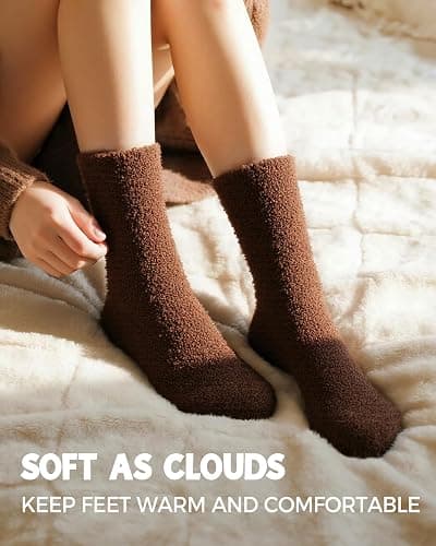 RBONIGHT 5 Pairs Fluffy Soft Cozy Warm Fuzzy Socks for Fall Winter Gifts Christmas Stocking Stuffers thumbnail 3