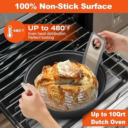 Silicone Bread Sling Dutch Oven - Best Japan Silicone. Non-Stick & Easy Clean Reusable Bread Baking Mat. With Extra Long Handles Baking Sheet Liner, 1 Grey pcs for Transferable Dough thumbnail 6