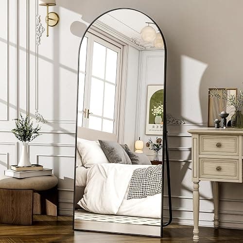 WISSMIELS 57" x 20" Arched Full Length Mirror - Wall Mounted/Floor Mirror Aluminum Alloy Frame Full Body Mirrors for Bathroom Living Room Bedroom and Entryway,Black thumbnail 7