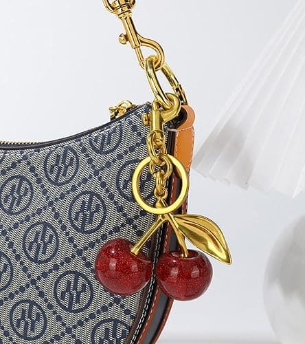 Cherry Bag Charm, Cherry Keychain Hanging Purse Charm Decoration Cute Pendant for Women thumbnail 2
