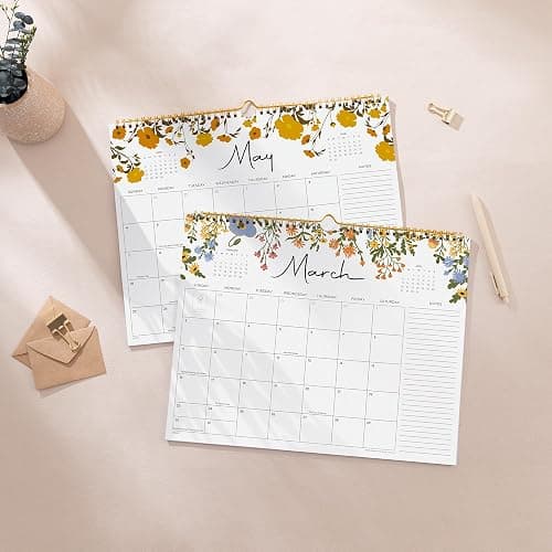 2026 Calendar, Cabbrix Wall Calendar 2026, 12 Months Calendar Runs From January 2026 - December 2026, 15" x 12", Twin-Wire Binding, Hanging Hook, Floral Design thumbnail 2