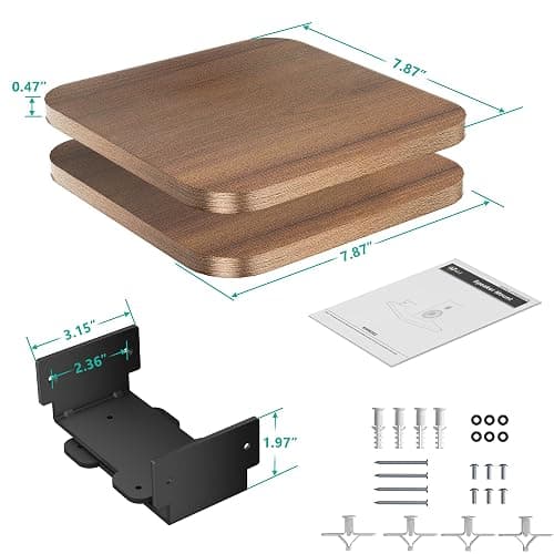 WALI Speaker Wall Mount, Heavy Duty Bookshelf Speaker Floating Wall Shelves, Surround Sound Speakers Stand for Living Room, Home Theater and Gaming Room, Holds up to 55 Lbs, (SWM302), 1 Pair, Wood thumbnail 7