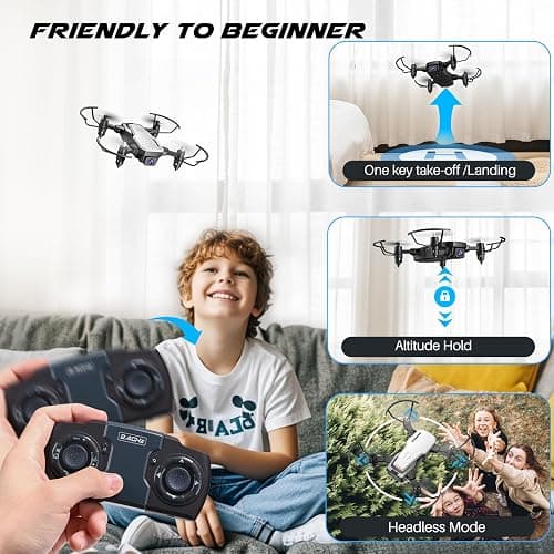 SIMREX X300C Mini Drone with Camera 720P HD FPV, RC Quadcopter Foldable Drone with Altitude Hold, 3D Flip, Headless Mode, Gravity Control and 2 Batteries, Gifts for Kids, Adults, Beginner (White) thumbnail 5