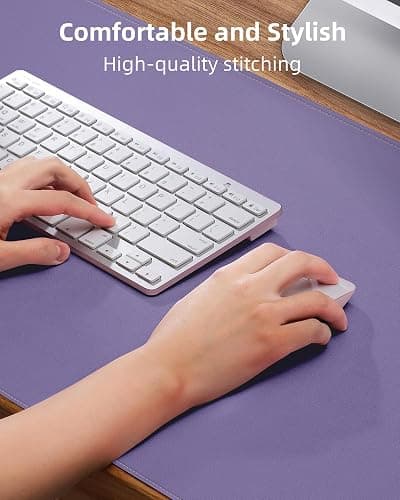 Leather Desk Pad Protector, Purple Desk pad, Office Desk Mat, Non-Slip PU Leather Desk Blotter, Laptop Desk Pad, Waterproof Desk Writing Pad for Office and Home (Light Purple, 31.5" x 15.7") thumbnail 5