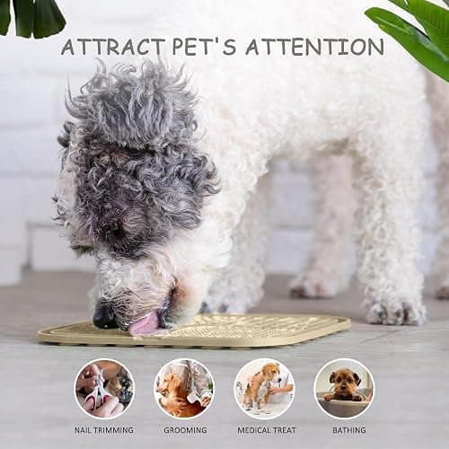 ChefAide 2 Pack Lick Mat for Dogs, Cats & Puppies with Suction Cups | 8.5×8.5 inch, Dog Anxiety Relief, Slow Feeder Dog Bowls, Ideal for Bathing, Grooming and Training, Relieves Boredom thumbnail 5