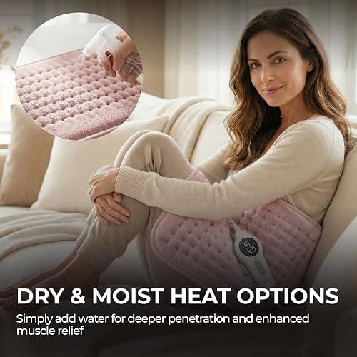 BR Bringer Infrared Electric Heating Pad - for Back Pain & Cramps - Auto-Off, 6 Heat Settings, Overheat Protection, LED Display & Machine Wash Fabric - German Quality Brand (Pink, 23.6 x 11.8 inch) thumbnail 7