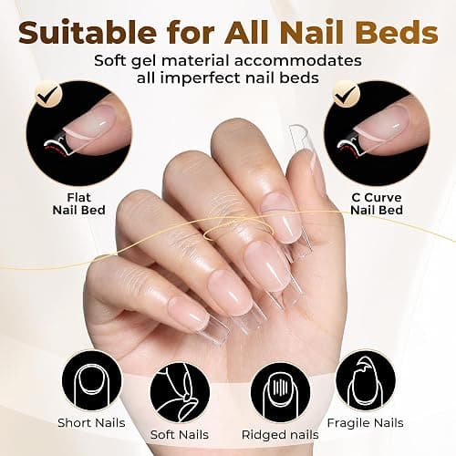 UNA GELLA Square Straight Nail Tips Medium 504PCS Pre-Etched French Style | 12 Sizes Full Cover Flexible Soft Gel, Suitable for Women Salon Use & Home DIY Press On Nail Extensions thumbnail 5