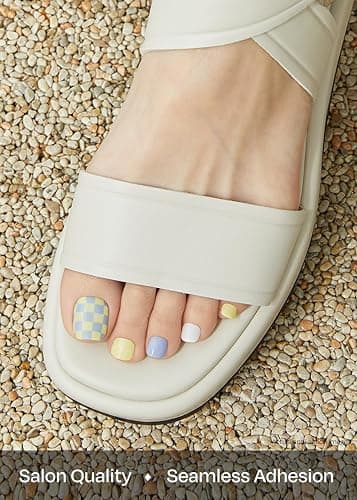 ohora Semi-Cured Gel Pedi Strips 34pcs(P Marble Soda) - Includes 16 Solid Color, 14 Accent Wraps, 2 Prep Pads, Nail File & Wooden Stick thumbnail 4