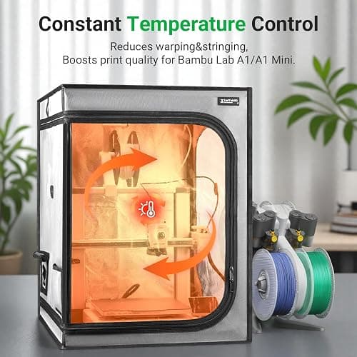 3D Printer Enclosure for Bambu Lab A1/A1 Mini-Large Fireproof&Dustproof 3D Printer Cover with Constant Temperature Control, Noise Reduction and LED Light for Home/Office DIY 3D Printing,520x600x700mm thumbnail 3