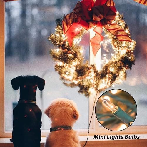 Clear Christmas String Lights 100 Count 25 Feet Incandescent Bulb Mini Lights for Indoor Xmas Tree Garland Birthday Wedding Party Festival Decoration, Green Wire thumbnail 6