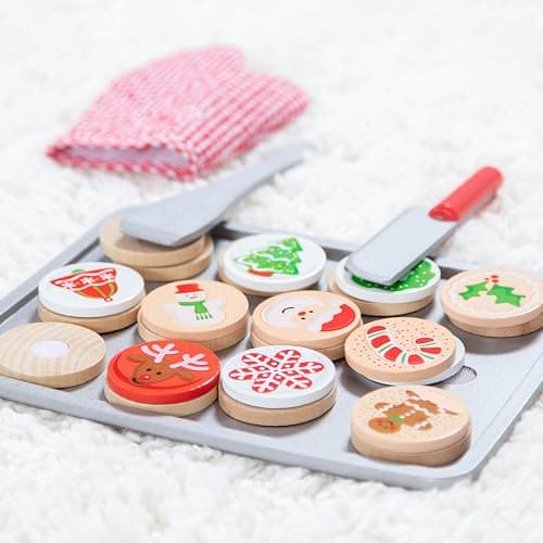 Melissa & Doug Slice and Bake Wooden Christmas Cookie Play Food SetPretend Holiday Santa Cookies for Kids 3+ thumbnail 8
