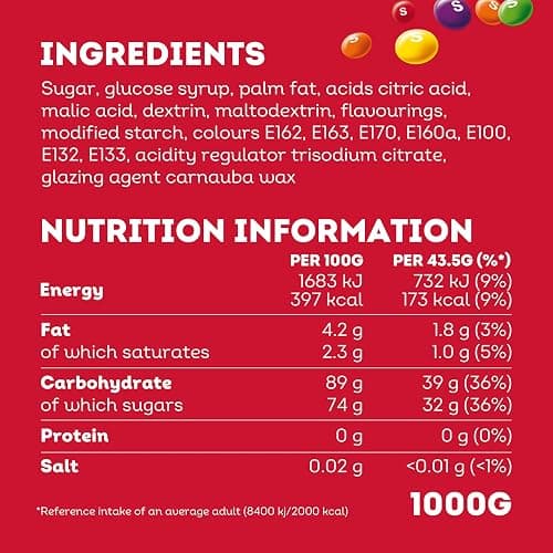 Skittles Sweets Bulk Bag 1kg | Chewy Fruit Flavoured Vegan Candy | Ideal for Sharing, Movie Nights & Party Bags | Family Size Pack thumbnail 3