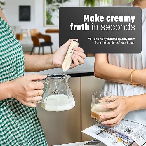Keplin Handheld Milk Frother - Stainless Steel Electric Whisk - Portable Battery Operated Coffee Stirrer for Lattes, Matcha, Protein Shakes - Ergonomic, Compact, Easy to Clean & Use (Cream) thumbnail 5