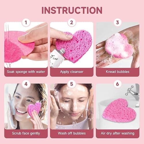 100 Count Compressed Facial Sponges 100% Natural Cellulose Eco-Friendly Makeup Sponges for Gentle Cleansing, Exfoliating & Stubborn Makeup Removal Travel for Women (pink) thumbnail 2