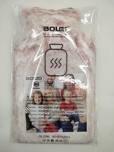 BOLEi Hot Water Bottle with Luxury Cosy Faux Fur Cover,2L Leakproof Large Hot Water Bag for Neck,Shoulder,Hand Feet Warmer,Gifts for Women,Men(Pink) thumbnail 8