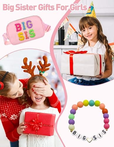 Big Sister Gifts For Girls, Big Sister Fanny Pack With Bracelet, Belt Bag For Girls Teens Kids, Personalized Christmas Birthday Gifts For Daughter Crossbody Bag Purse (BIG SIS-1, Pink) thumbnail 5