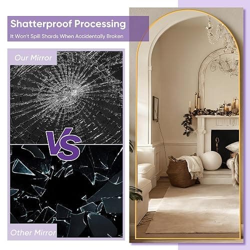LadyNow Full Length Mirror, 58"x19" Arched Floor Mirror Freestanding, Floor Standing Full Body Mirror with Stand for Bedroom, Hanging Mounted for Living Room Cloakroom, Gold thumbnail 6