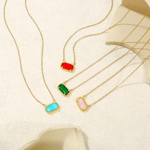 A Golden Cloud Birthstone Necklace for Women 14k Gold Plated Preppy Oval Stone Necklaces Trendy Zircon Pendant Necklaces Birthday Gifts for Women Mom Wife Friends thumbnail 8